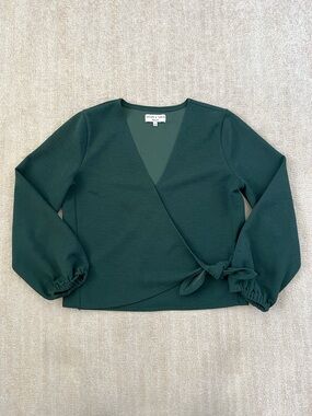 Madewell Texture and Thread Crepe Wrap Blouse Top S Green